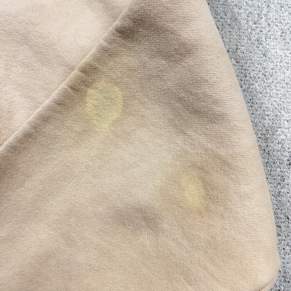 Aritzia Sweat Fleece Hoodie Womens Size 1 Tan Cozy Fleece Mega Fit STAINS - Picture 3 of 13